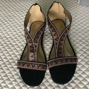 Avenue Black beaded sandals 11W